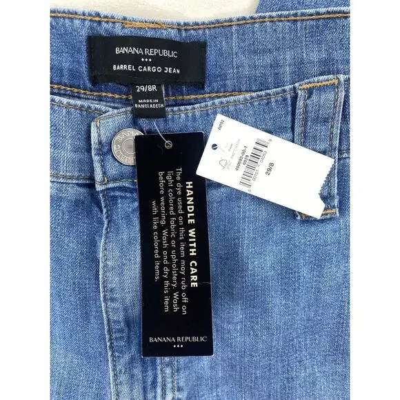 Banana Republic Denim NEW Womens Size 29/8 High Waist Utility Barrel Cargo Jeans - Picture 7 of 16